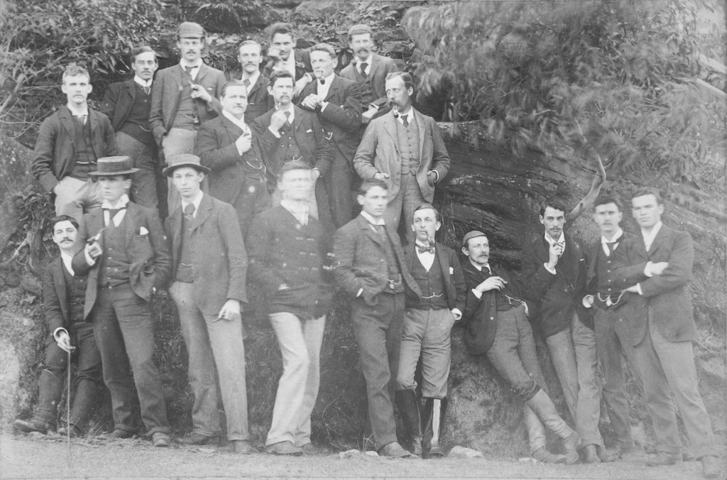 PHOTOGRAPH OF MEMBERS OF A PICNIC PARTY GIVEN BY ALEXANDER (?) MACCORMICK AND J.T.WILSON