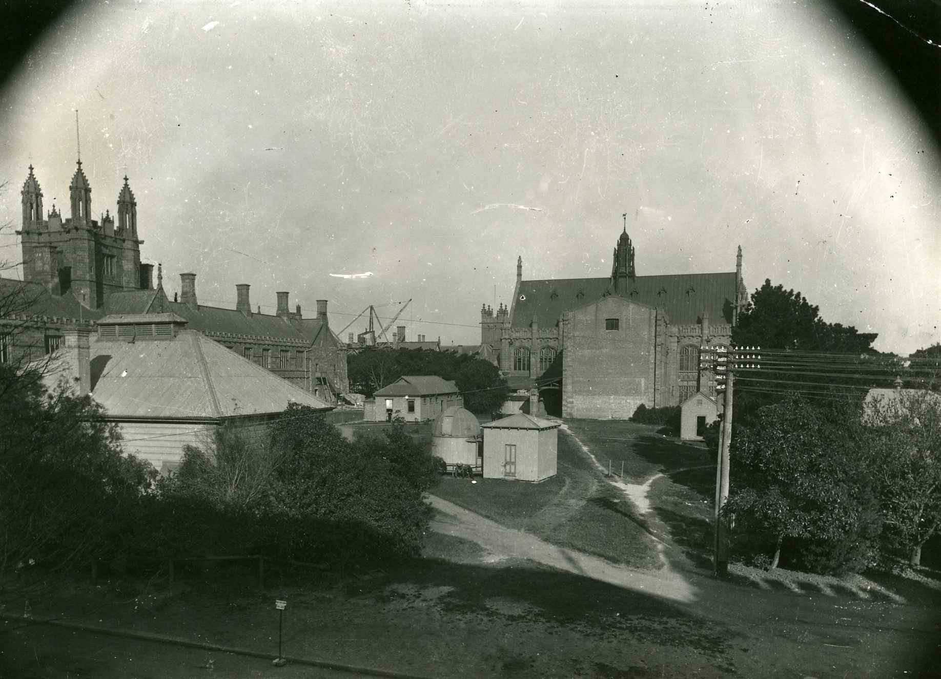 VIEW SHOWING MAIN BUILDINGS BEING BUILT AND AREA NOW THE QUADRANGLE